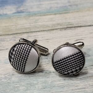 Fabric Black and white Cufflinks